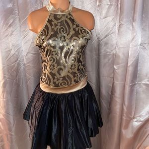 Handmade golden baroque sequins leotard Evening Formal party holiday dress